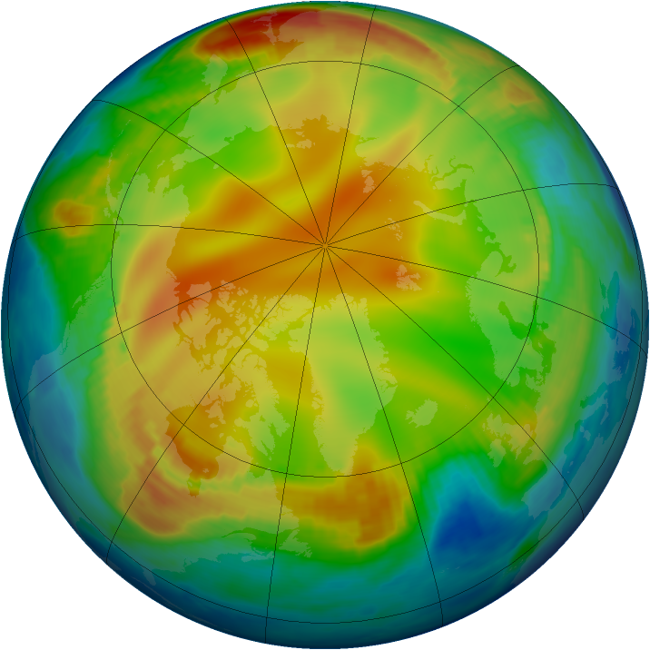 Arctic ozone map for 09 January 1999